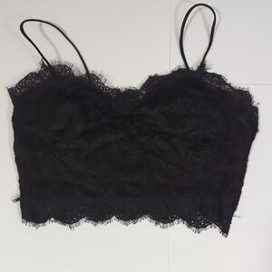 Yii Ouneey Lace Black Crop Top Cami Small